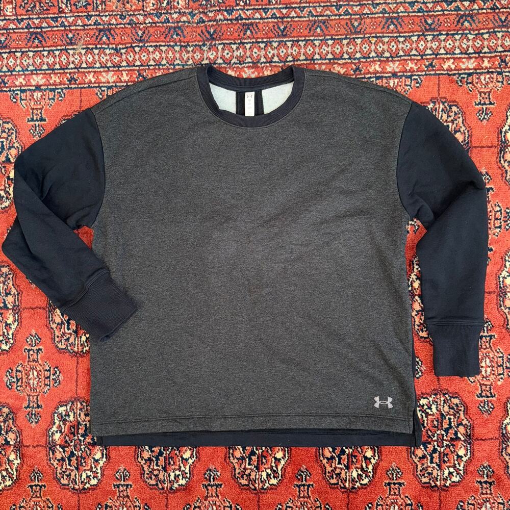 Under Armor Men's‎ S Black/Gray Smooth Knit Crewneck Fleece Pullover Shirt